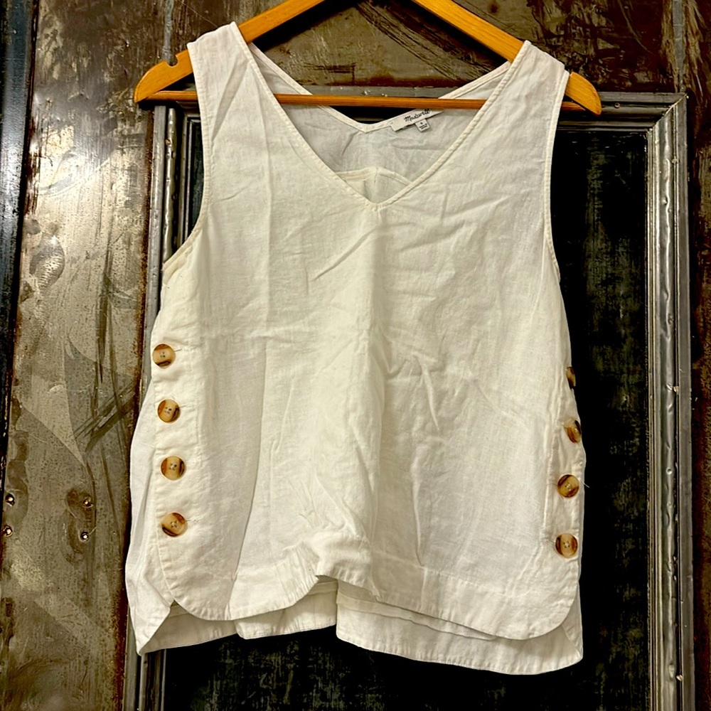 Madewell Linen Blend Side Button Top
